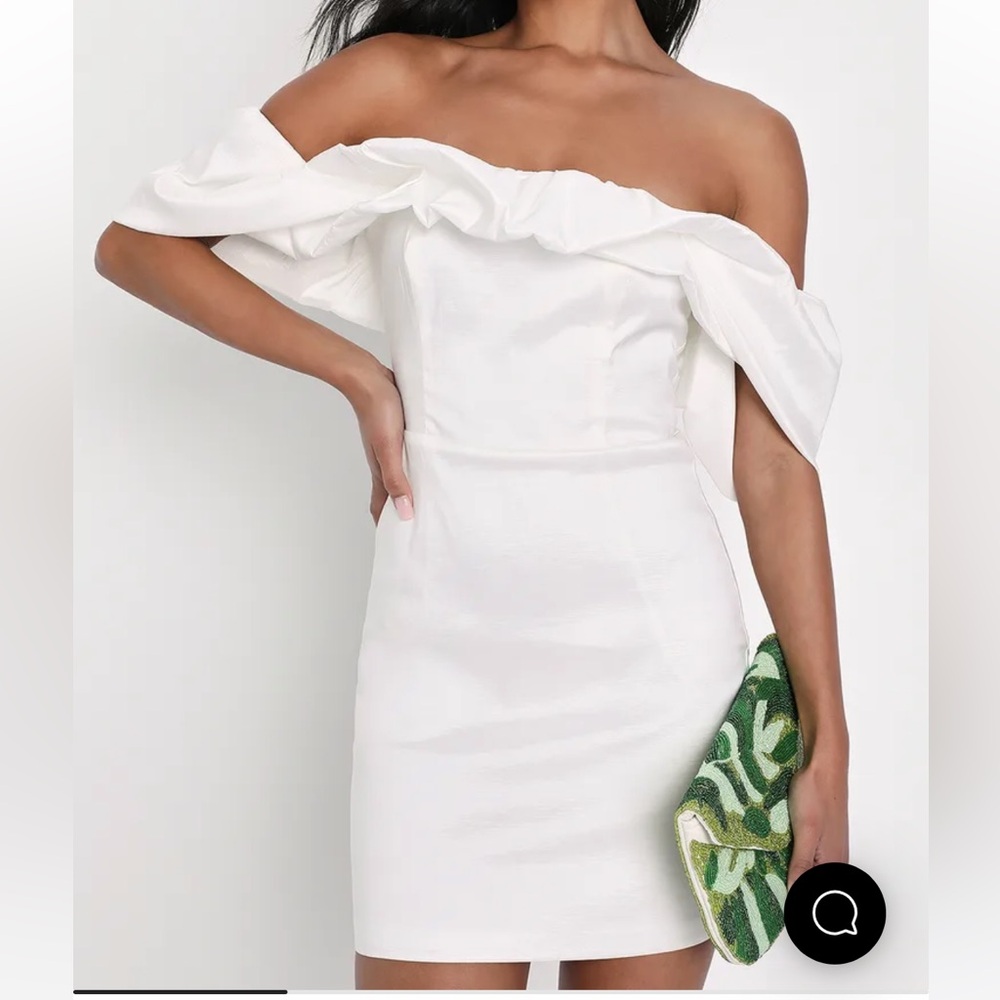 Lulus White Off-the-Shoulder Bodycon Mini Dress